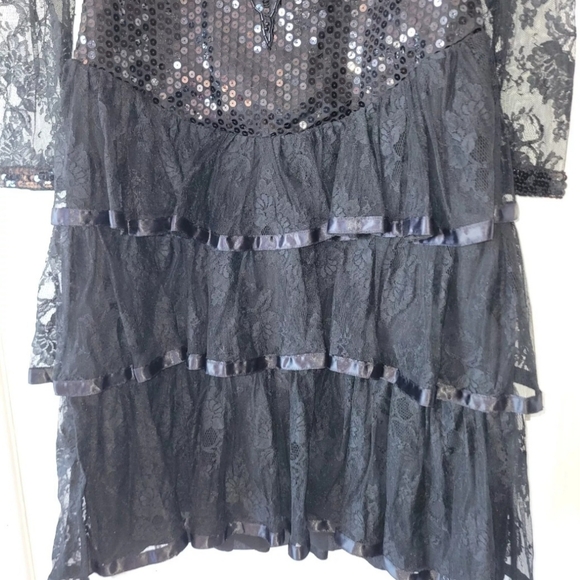 Vintage Sue Wong Sequin Dress Dark Academia Wednesday Adams Y2K Goth Vamp whimsy - Picture 3 of 8